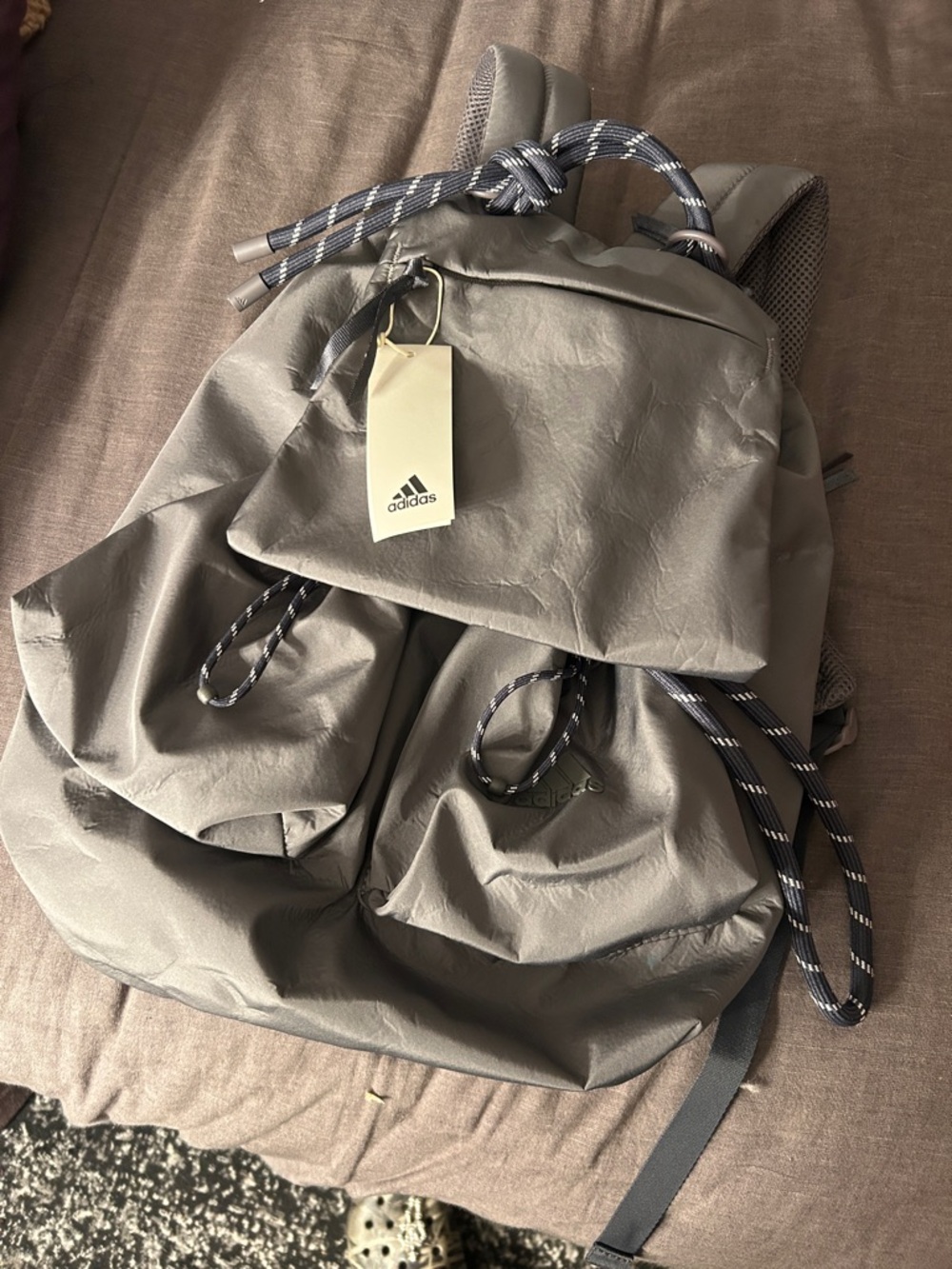 gray adidas backpack NWT